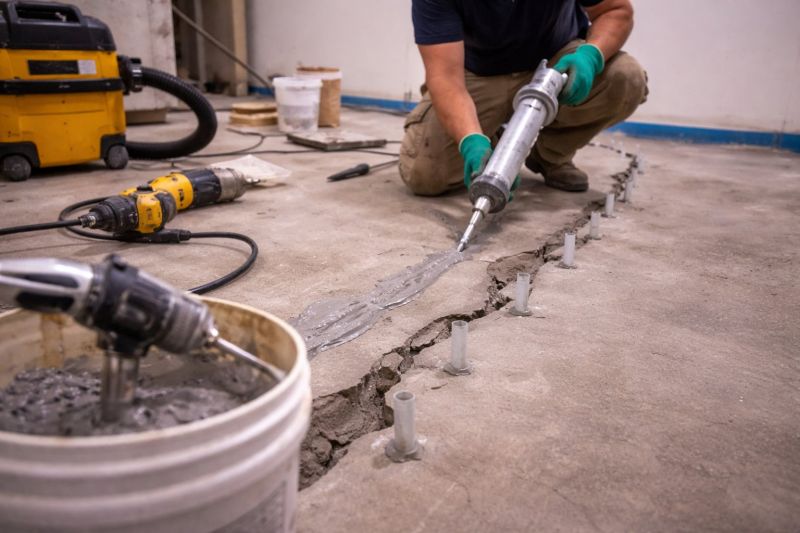 Cracked Basement Floor Repair in Charles County, MD
