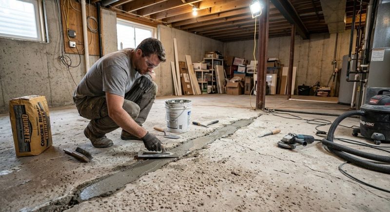 Cracked Basement Floor Repair in Charles County, MD
