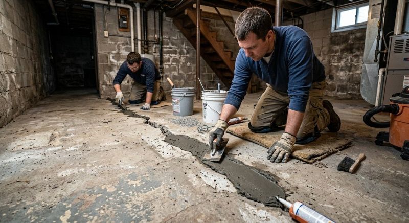 Cracked Basement Floor Repair in Charles County, MD